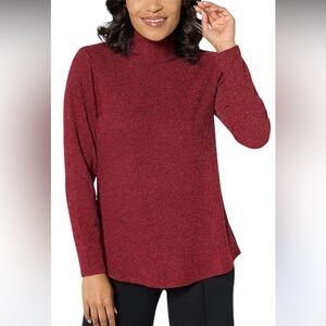 Susan Graver lifestyle Burgundy mock neck long sleeve Knit Sweater